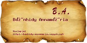 Bánhidy Annamária névjegykártya